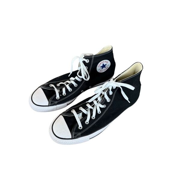Converse Mens Black All Star Chuck Taylor High Top Canvas Lace-up Sneakers Sz 12